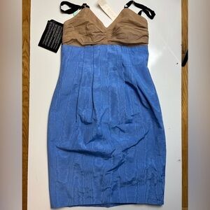 Yigal Azrouel New‎ York blue brown bodycon dress
